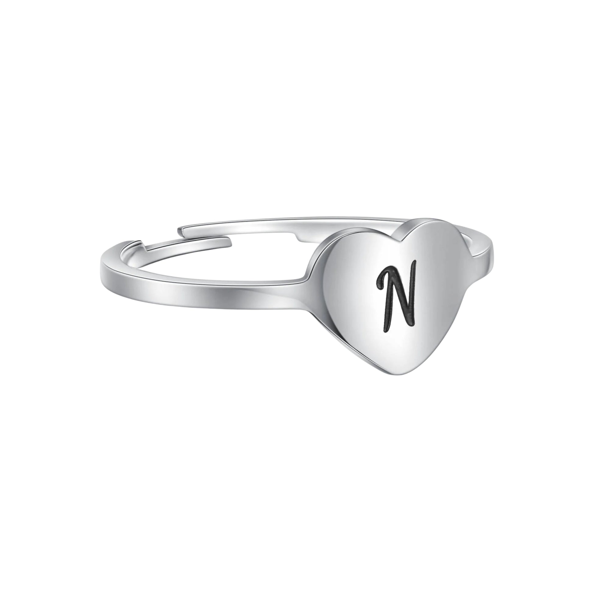 Anello Cuore Lettera in Acciaio Inox - Brand Gioielli
