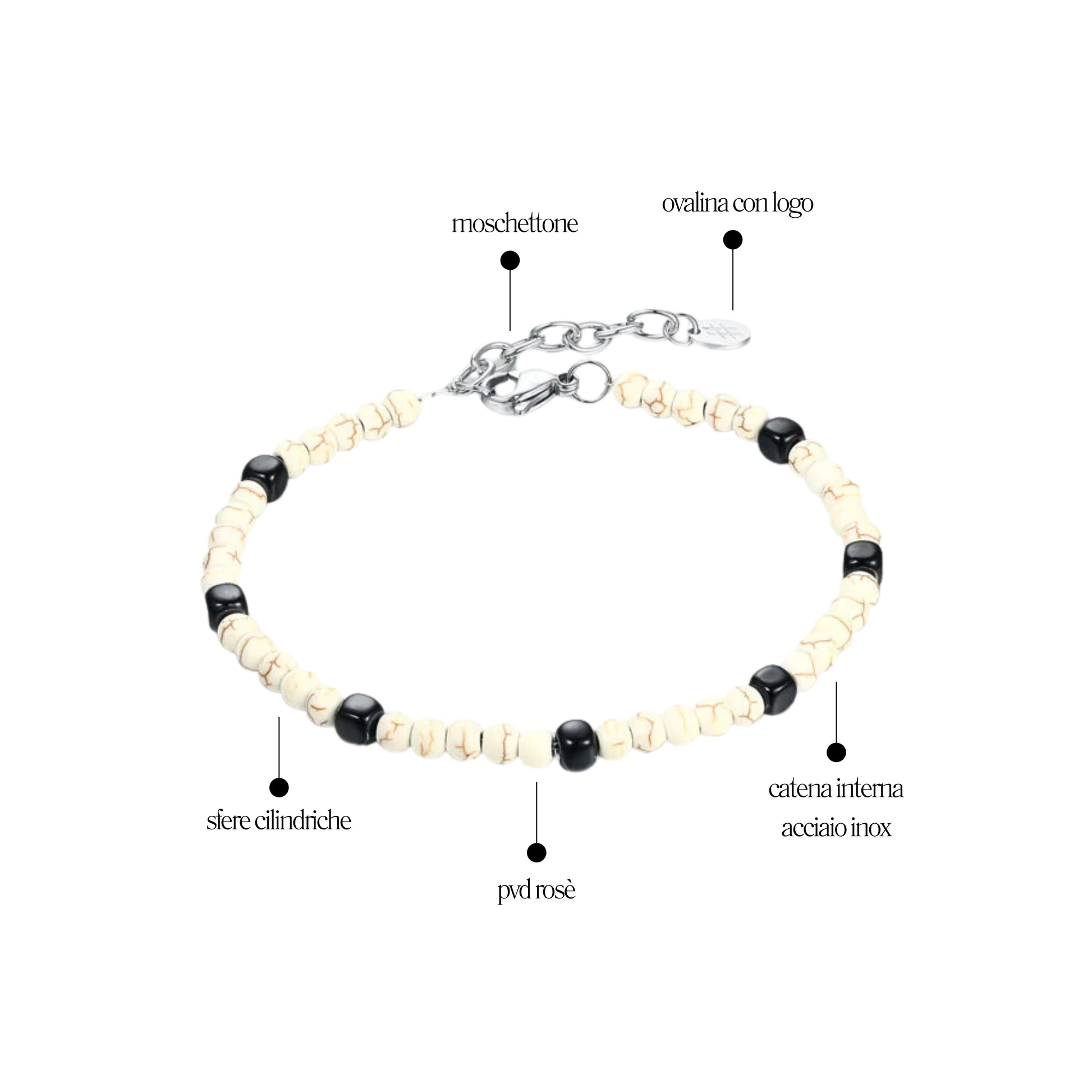 Bracciale Acciaio e Ematite - Brand Gioielli