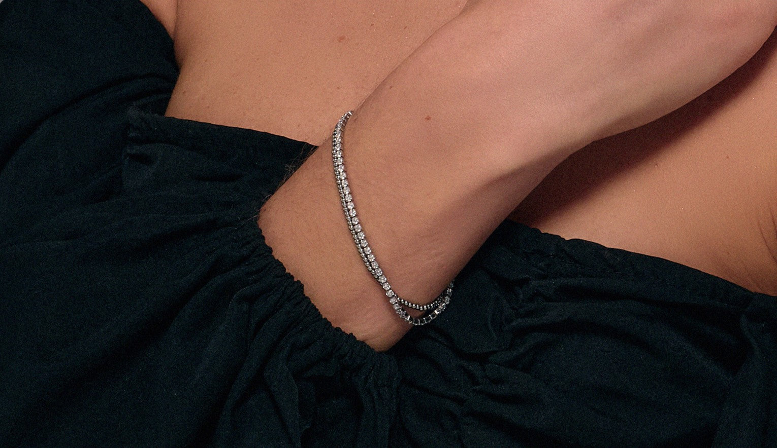 Bracciale Doppio Tennis Cristalli Bianchi 2mm