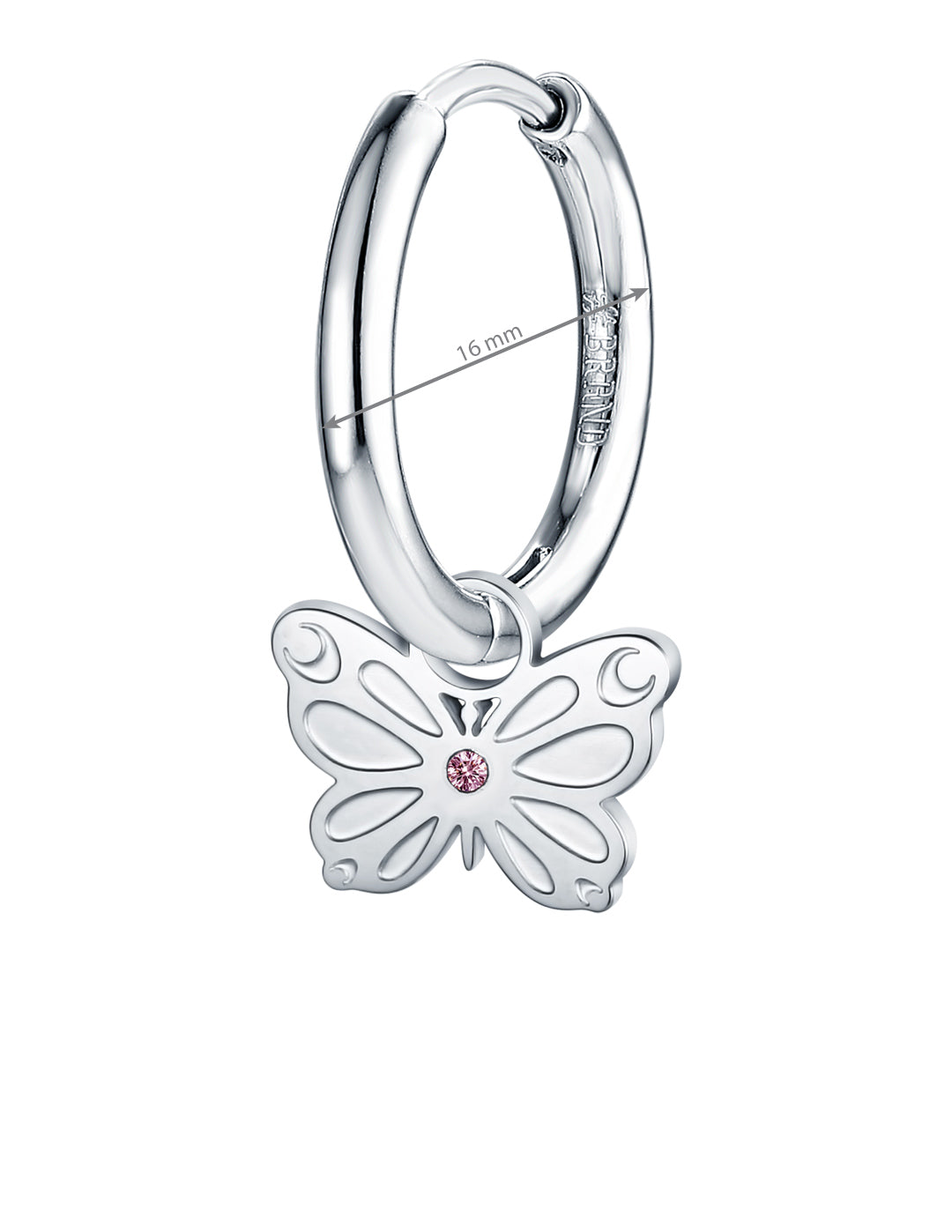Mini Charm Farfalla con cristallo rosa