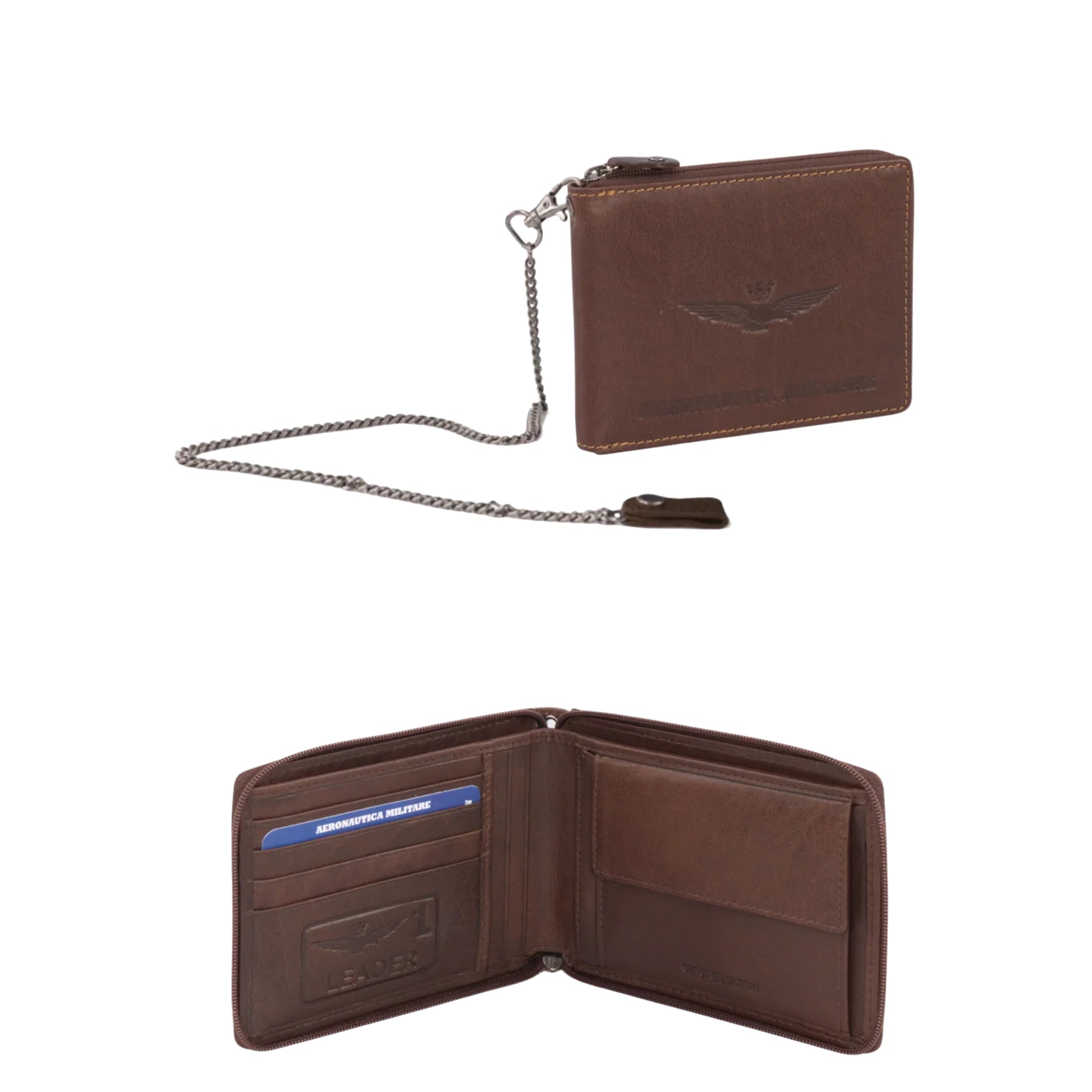 Portafoglio in Vera Pelle con catena Eagle- Aeronautica Militare