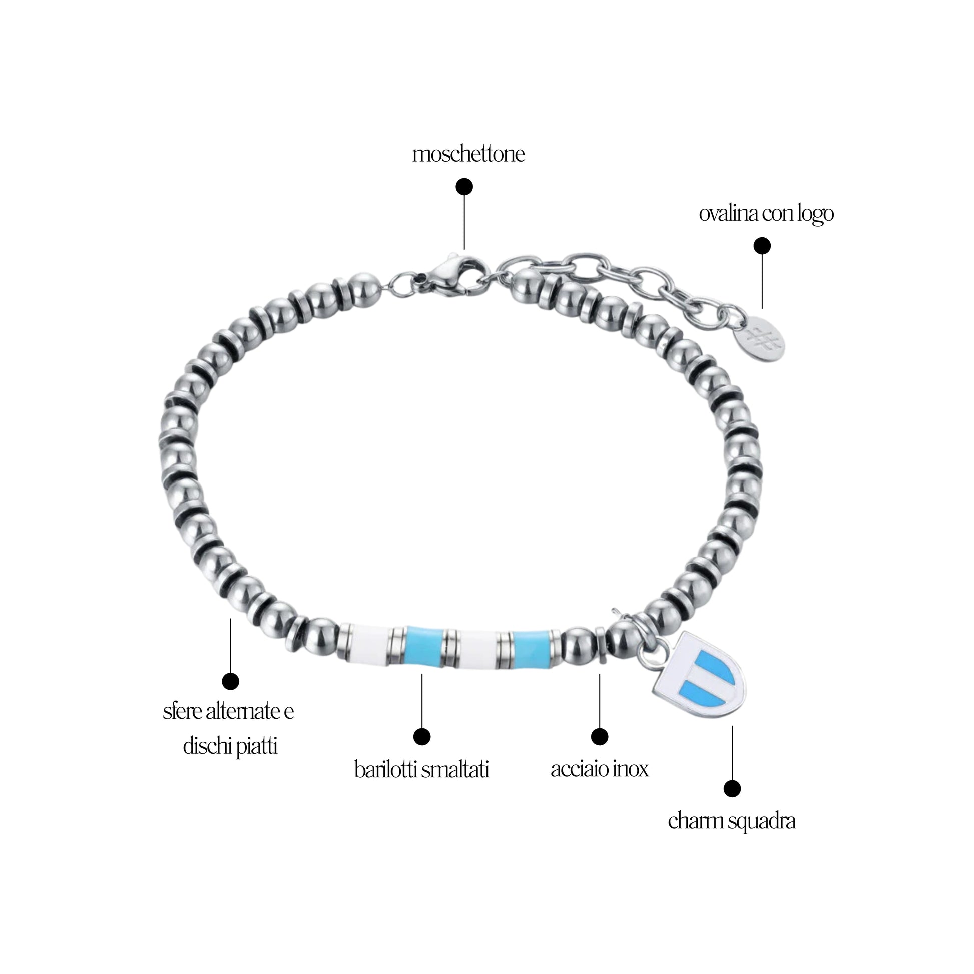 Bracciale Bianco Azzurro Misura Uomo - Brand Gioielli