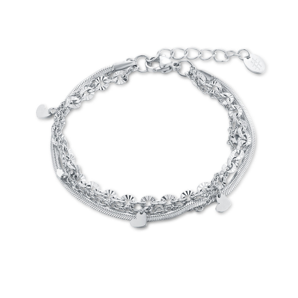 Bracciale Triplo Filo con Cuoricini Layers - Brand Gioielli