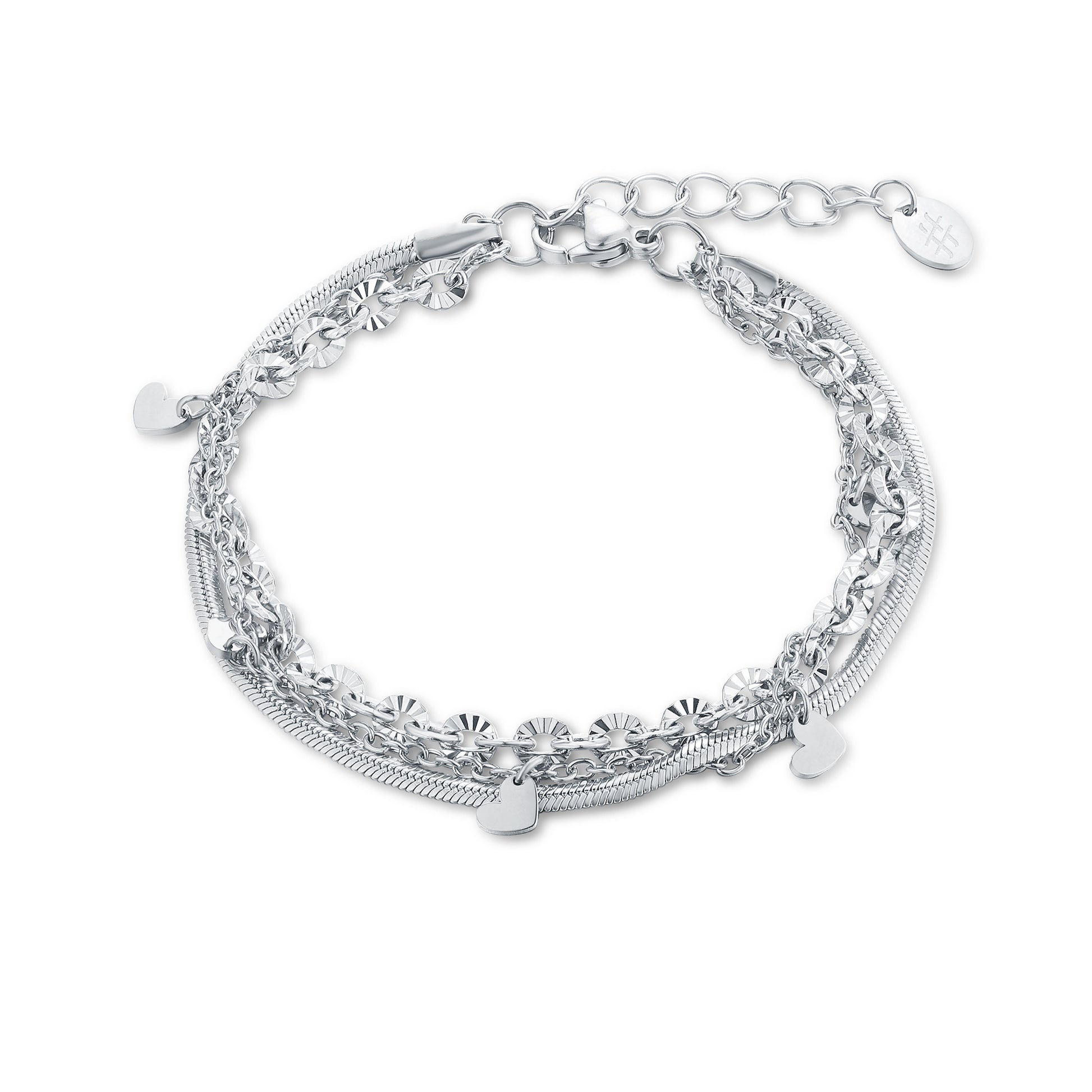 Bracciale Triplo Filo con Cuoricini Layers - Brand Gioielli