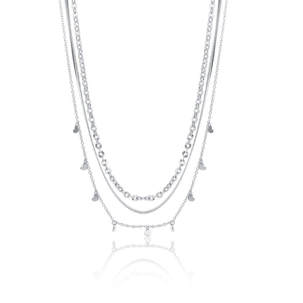 Collana Triplo Filo con Cuoricini Layers - Brand Gioielli