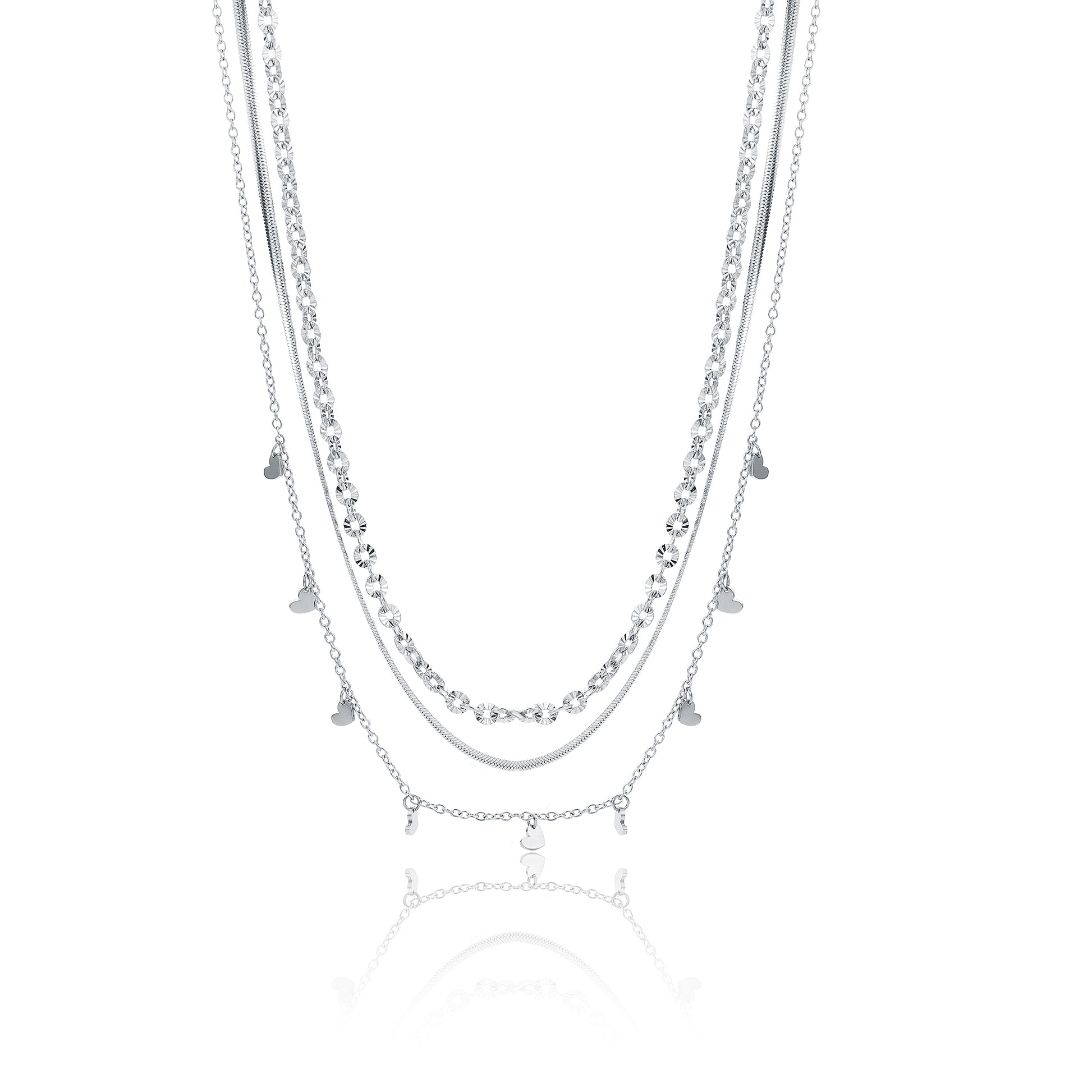 Collana Triplo Filo con Cuoricini Layers - Brand Gioielli