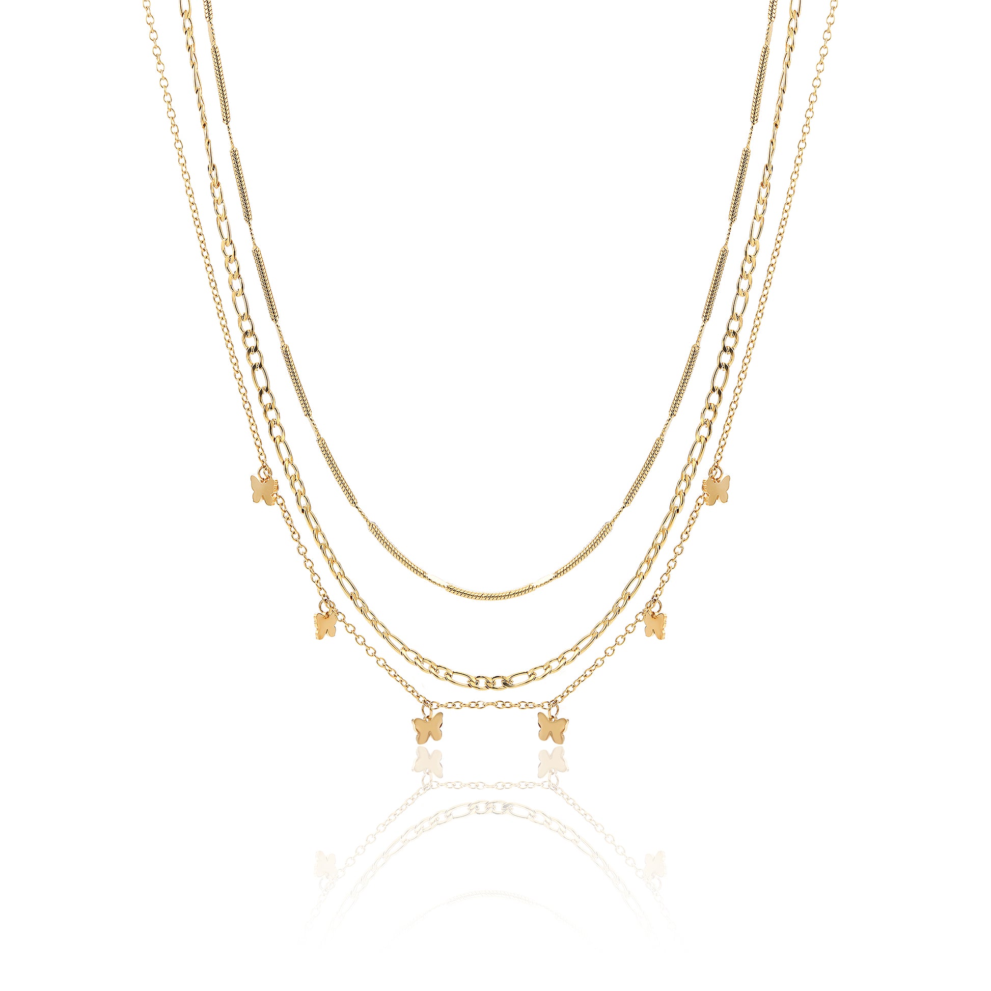 Collana Triplo Filo con Farfalle Layers - Brand Gioielli