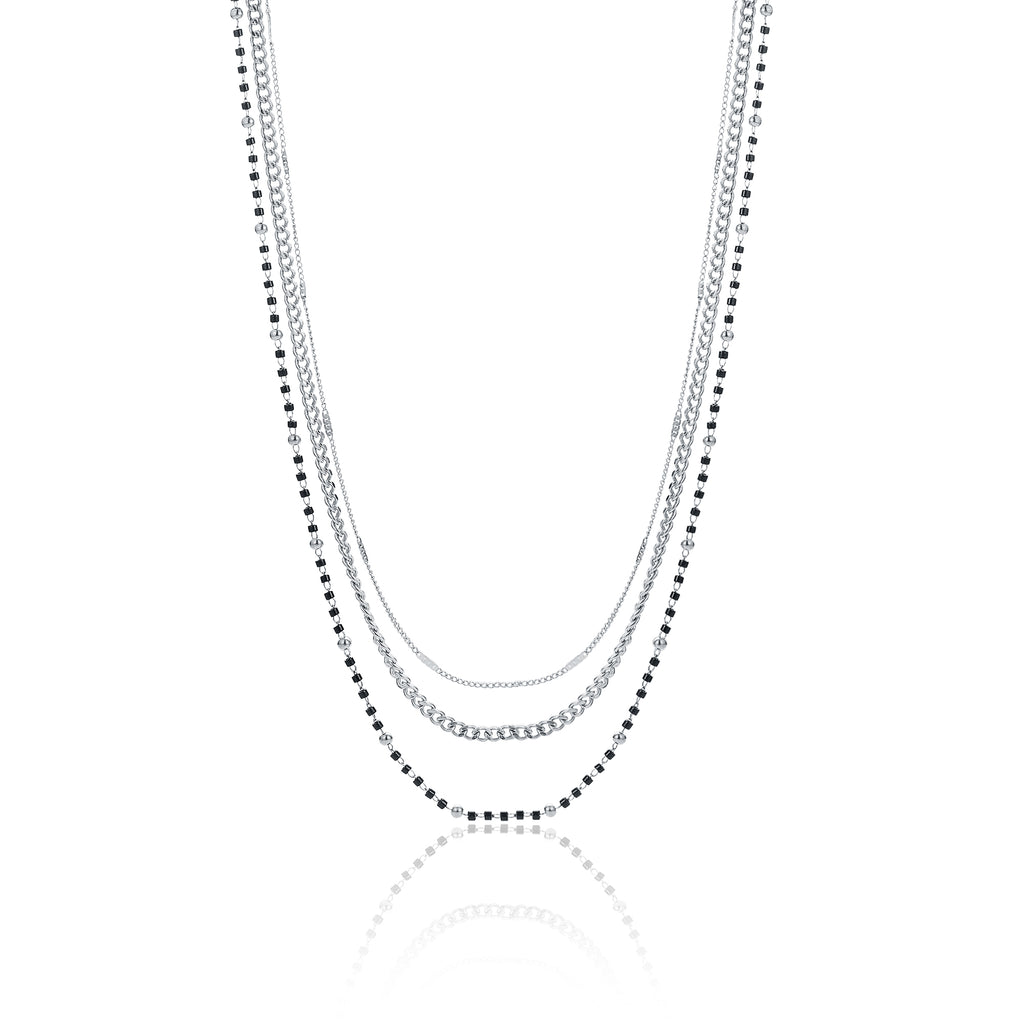 Collana Triplo Filo con Perline Nere Layers - Brand Gioielli