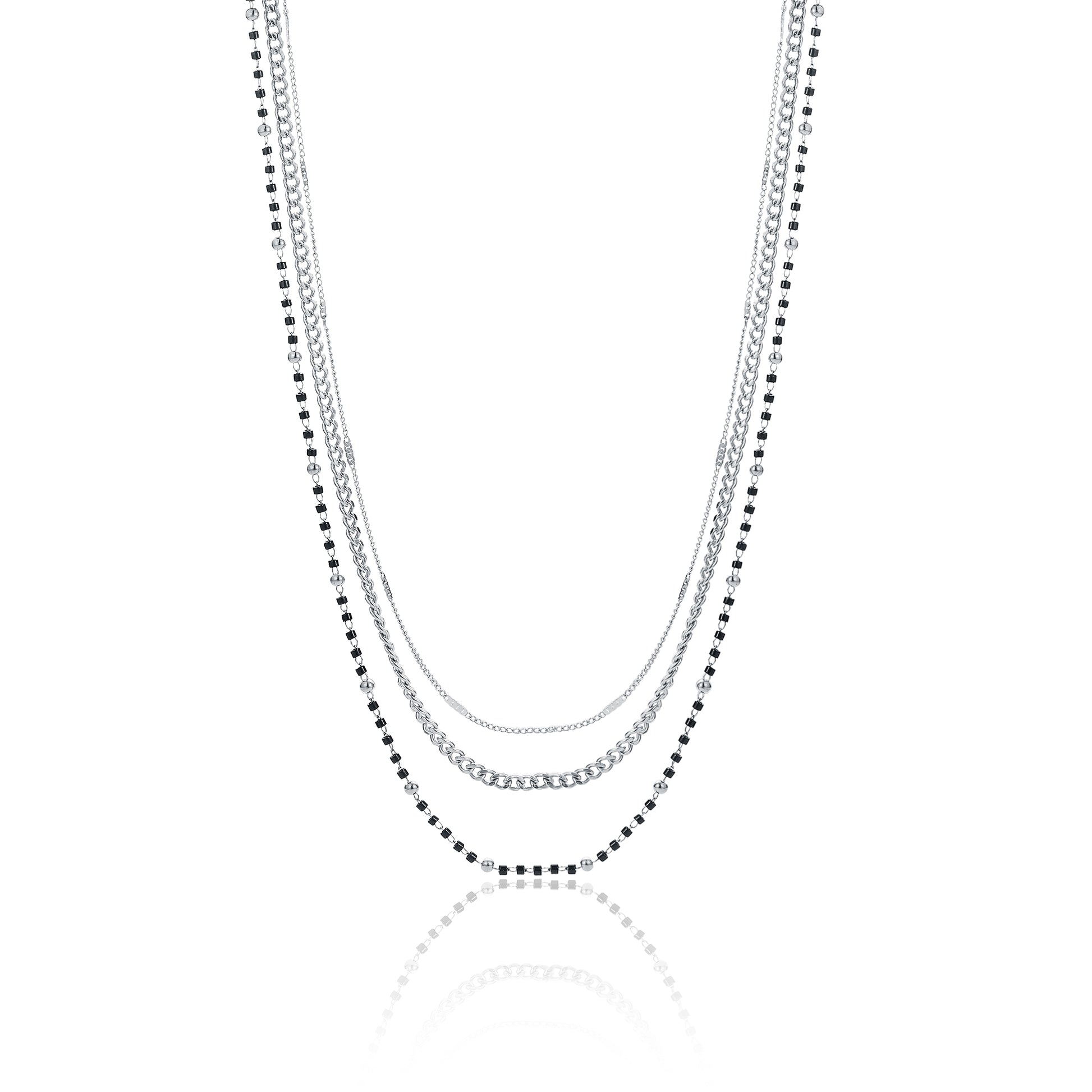 Collana Triplo Filo con Perline Nere Layers - Brand Gioielli