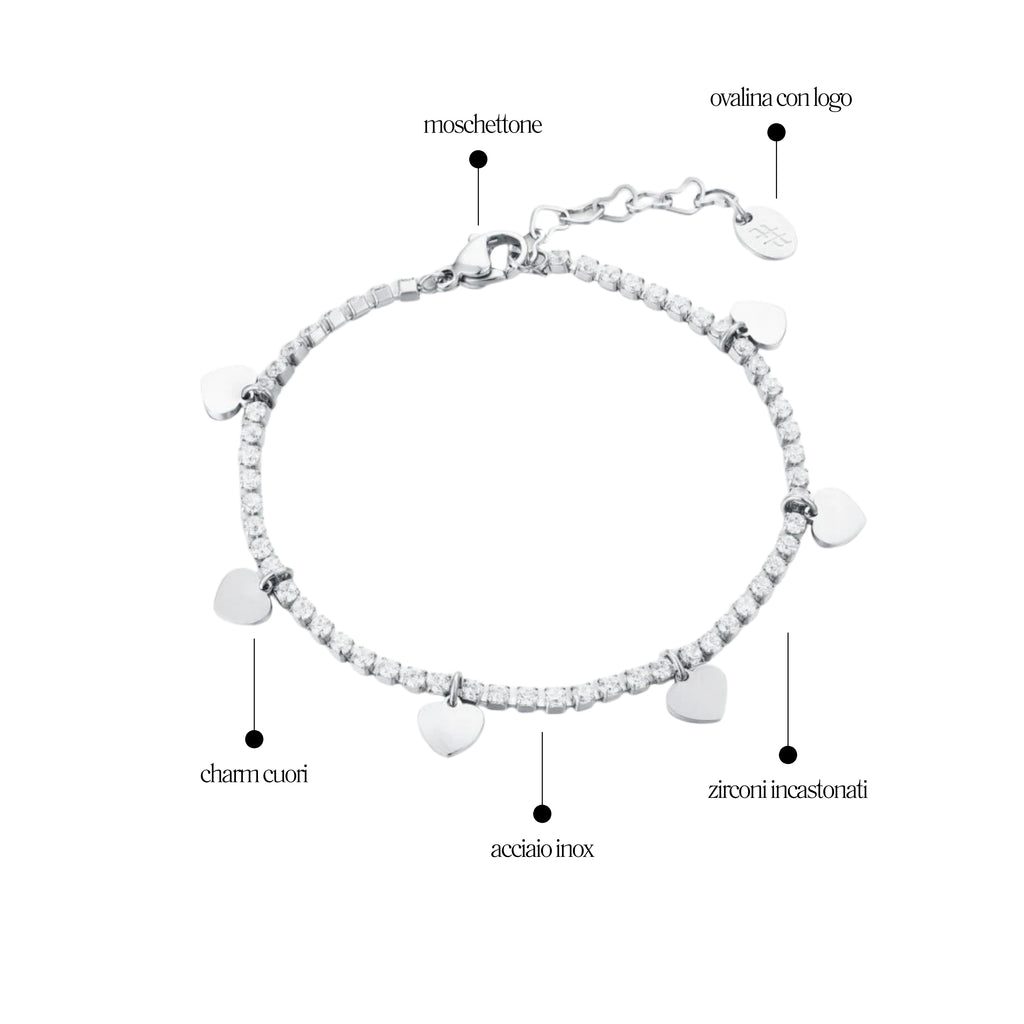 Bracciale Tennis con Cuori - Brand Gioielli