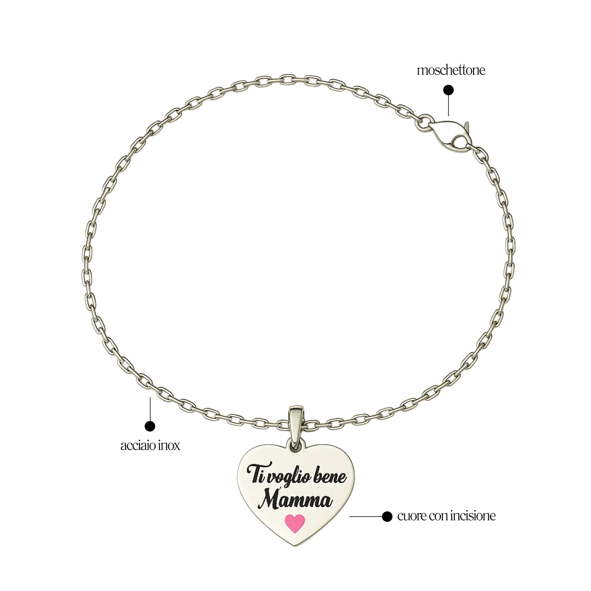 Collana Cuore "Mamma ti voglio bene" - Brand Gioielli