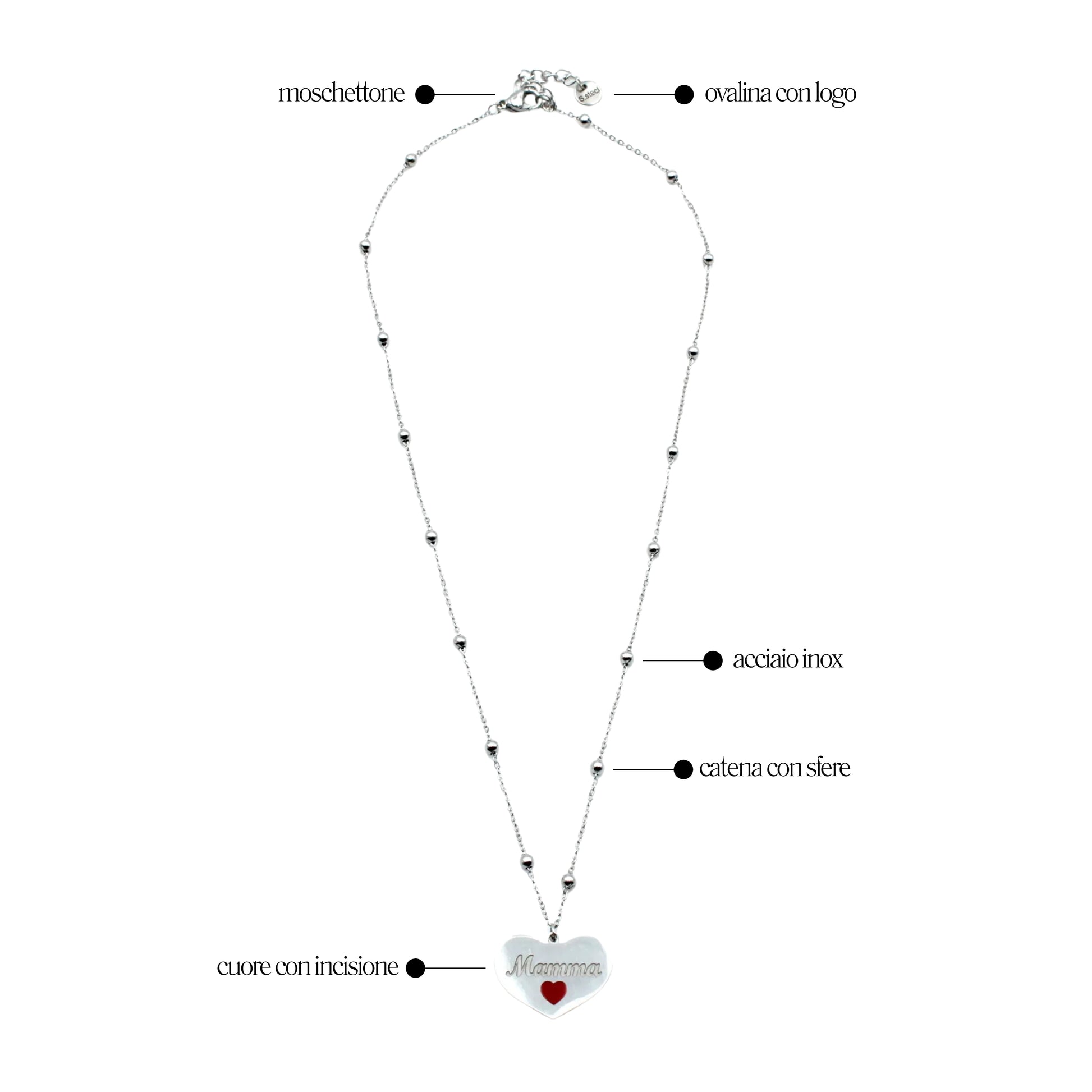 Collana Cuore "Mamma"- Les Folies