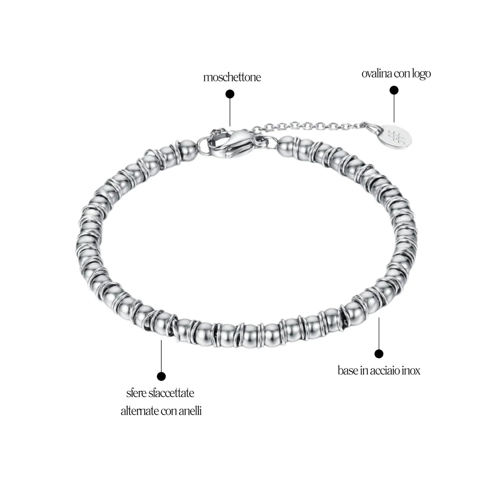 Bracciale con sfere e anellini - Brand Gioielli