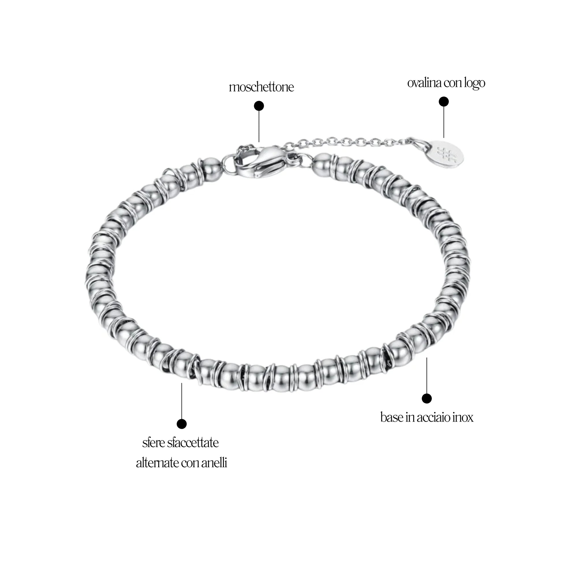 Bracciale con sfere e anellini - Brand Gioielli
