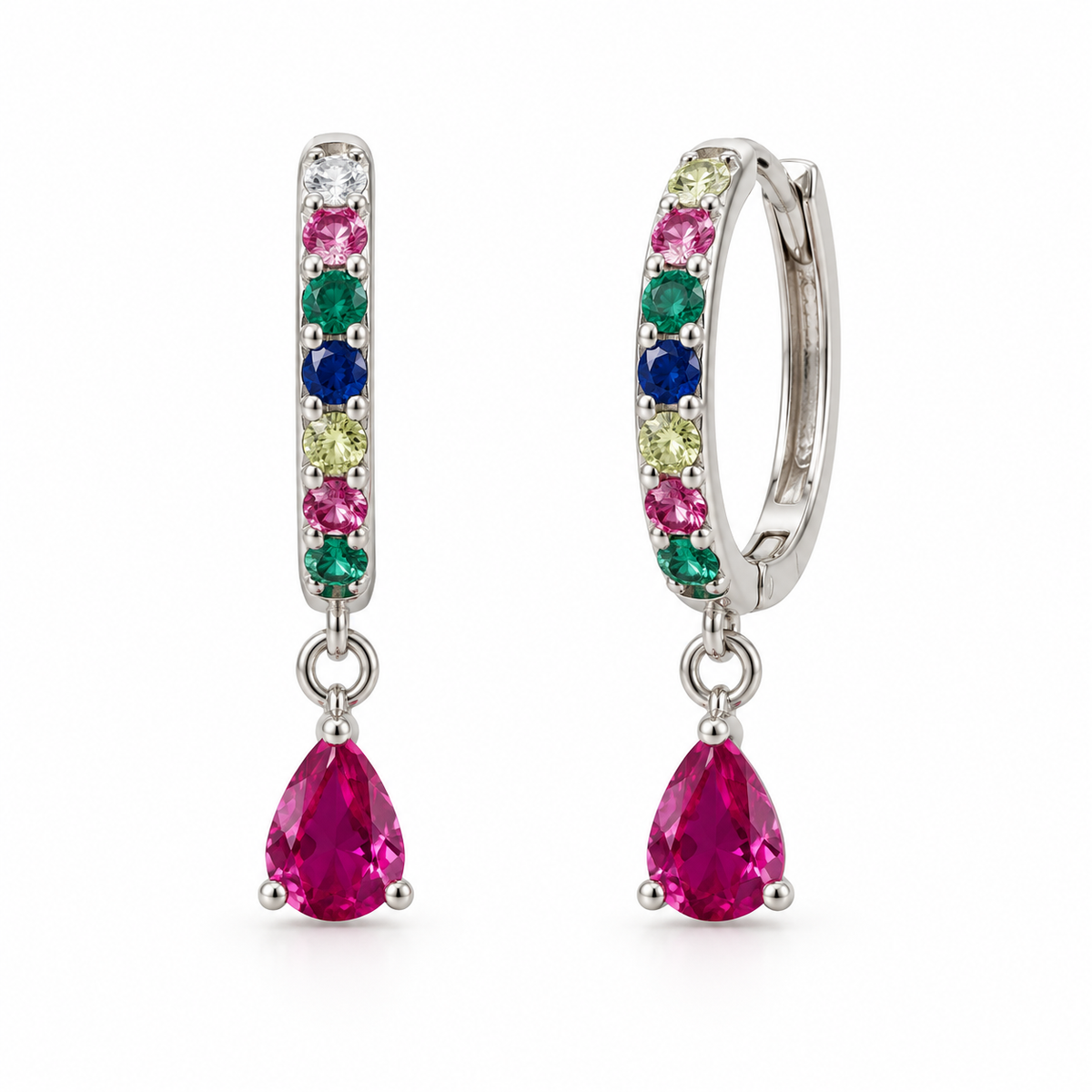 Orecchini a Cerchio con Goccia pendente in Argento 925