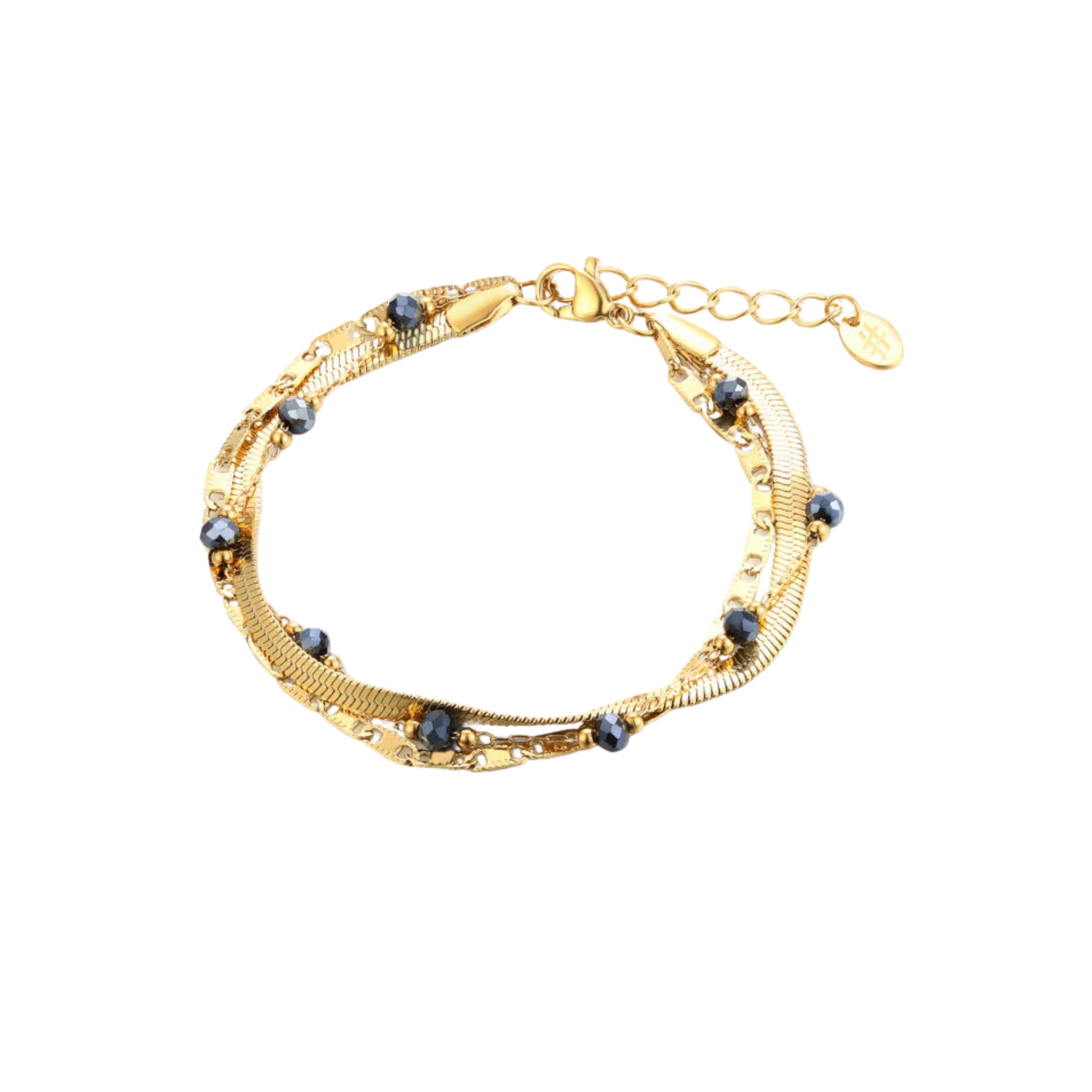 Bracciale Triplo Filo con cristalli neri Layers - Brand Gioielli