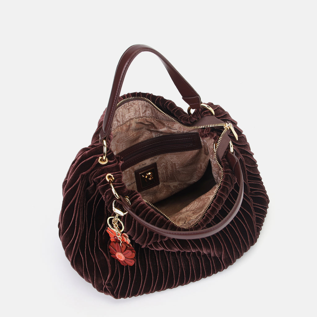 Hobo bag Ynot taglia L in velluto Paris