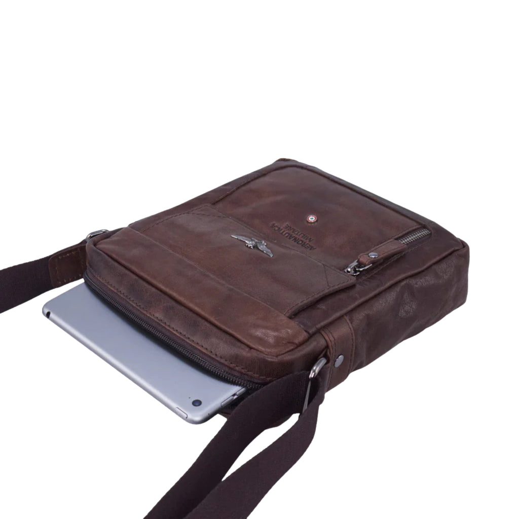 Tracolla Porta Tablet in Vera Pelle Vintage - Aeronautica Militare