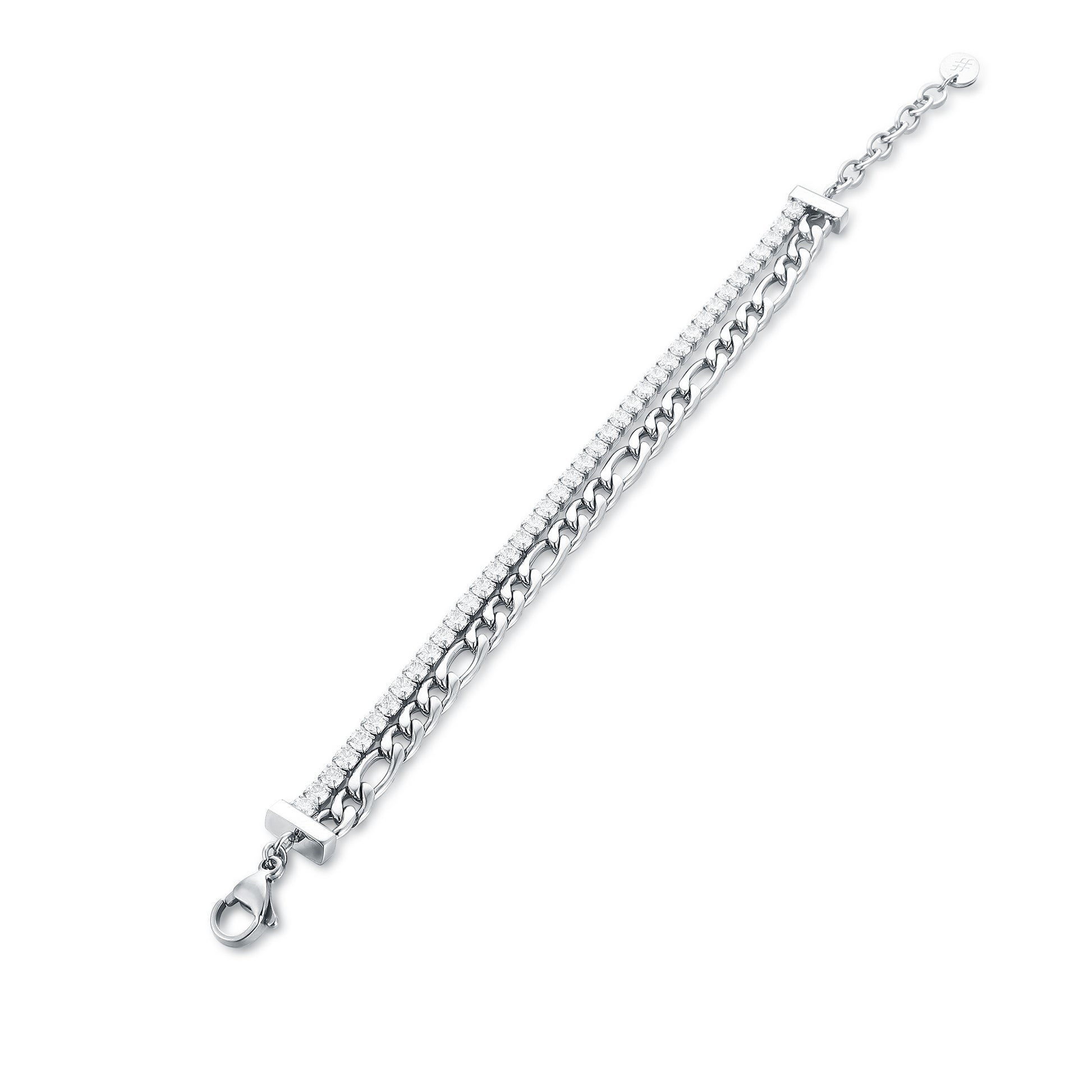 Bracciale Tennis con catena figaro