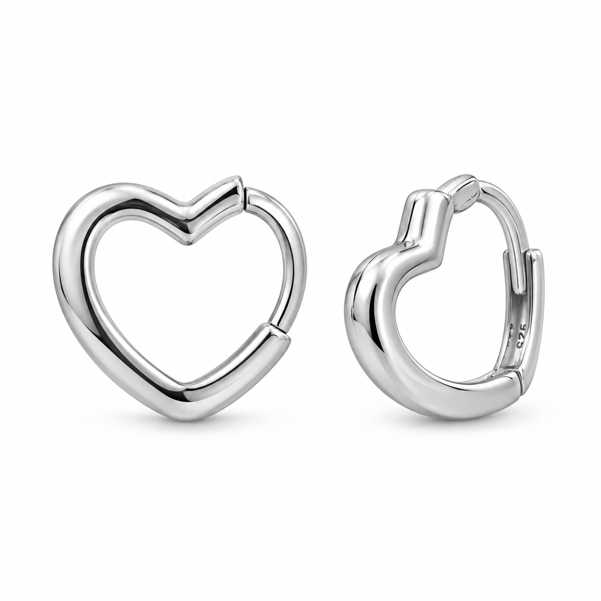 Orecchini a Cerchio a Cuore in Argento 925