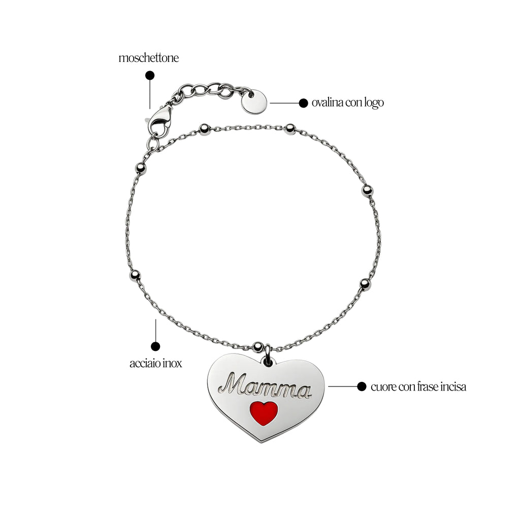 Bracciale Cuore "Mamma"- Les Folies