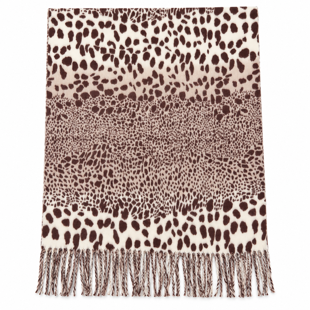Sciarpa Donna Animalier Sfumata con Frange
