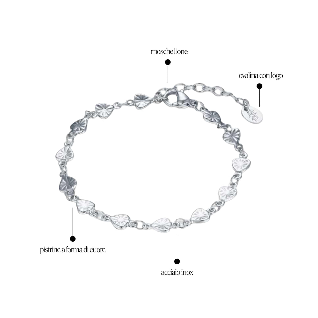 Bracciale Catena a Cuori Sfaccettati - Brand Gioielli