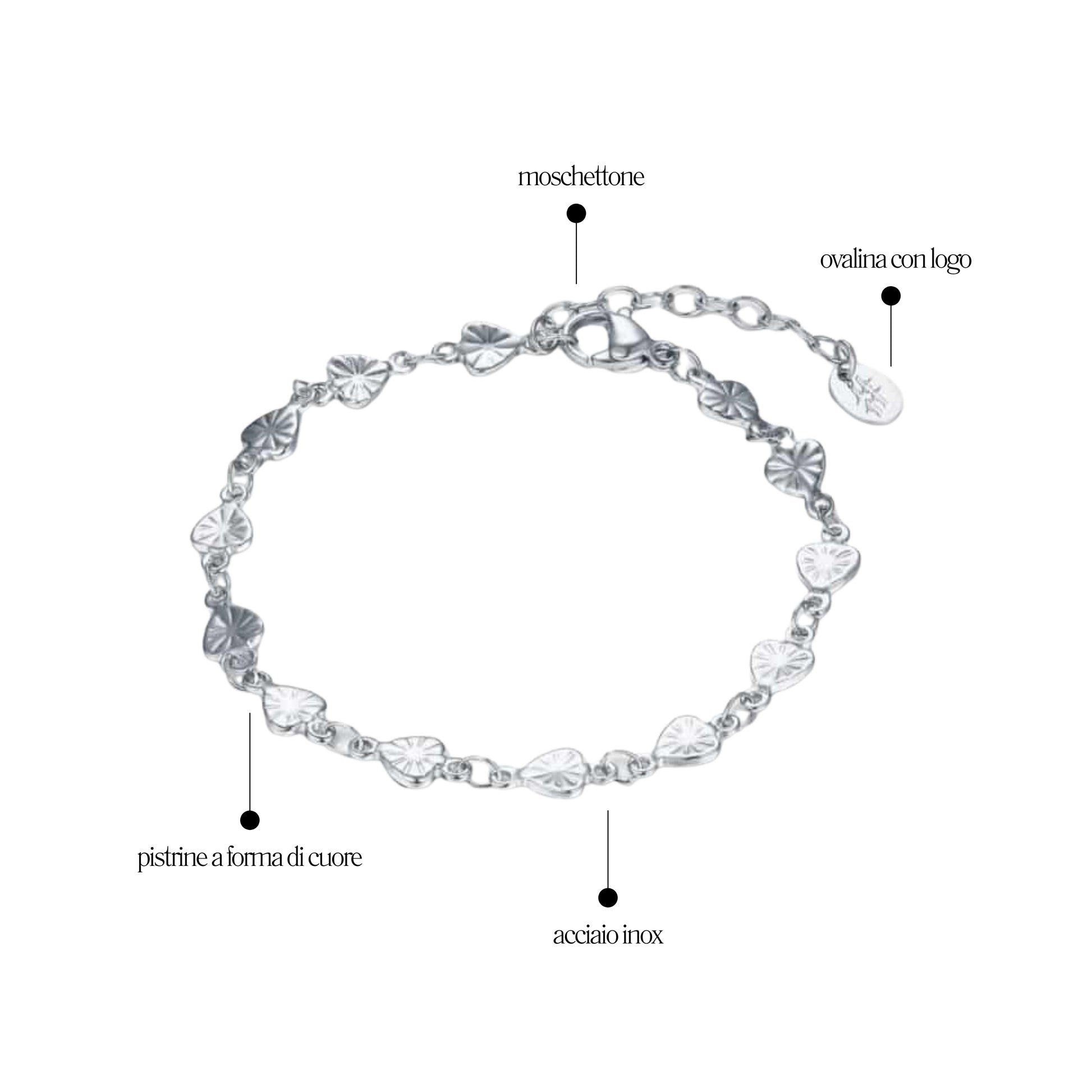 Bracciale Catena a Cuori Sfaccettati - Brand Gioielli