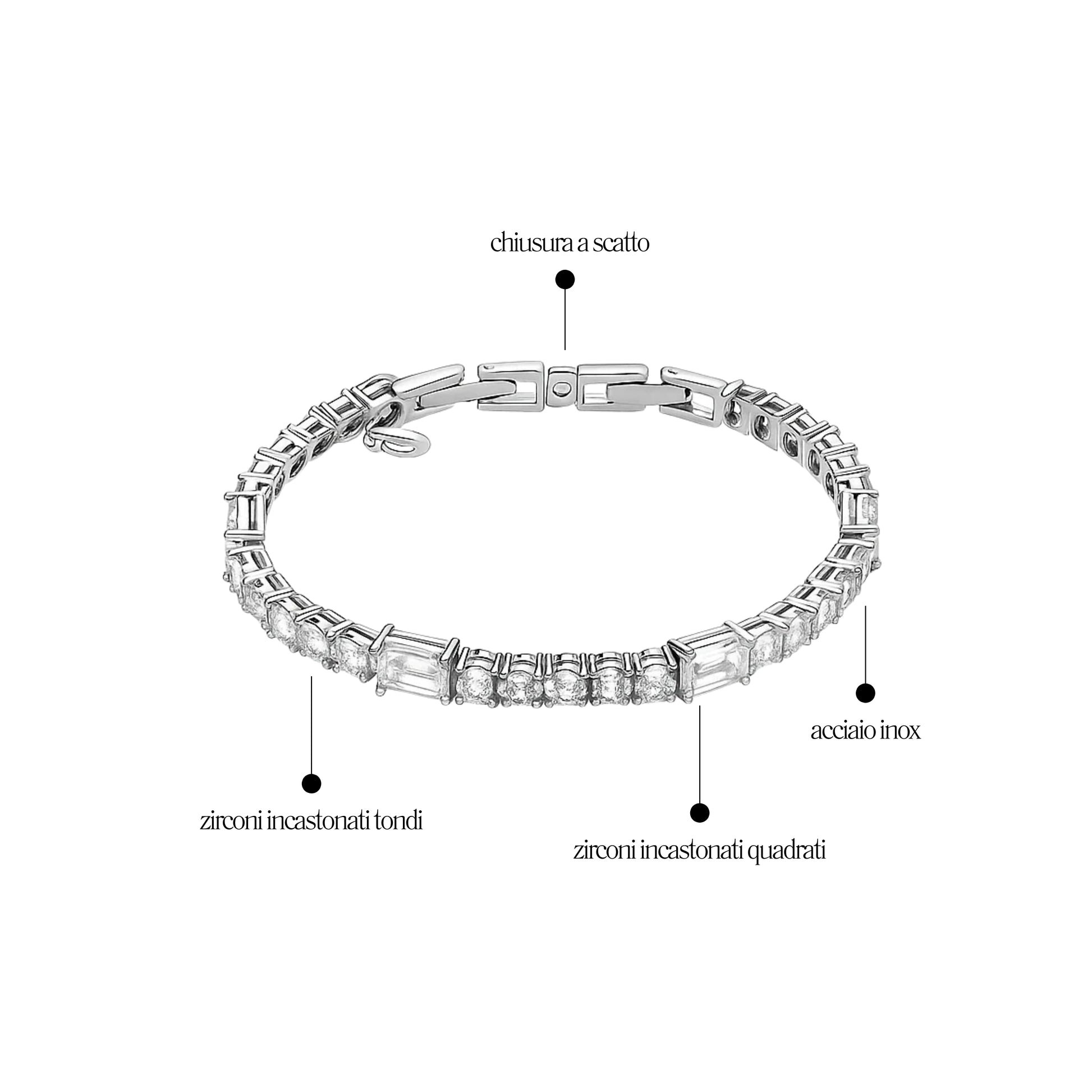 Bracciale Tennis Pietra Quadrata - Les folies