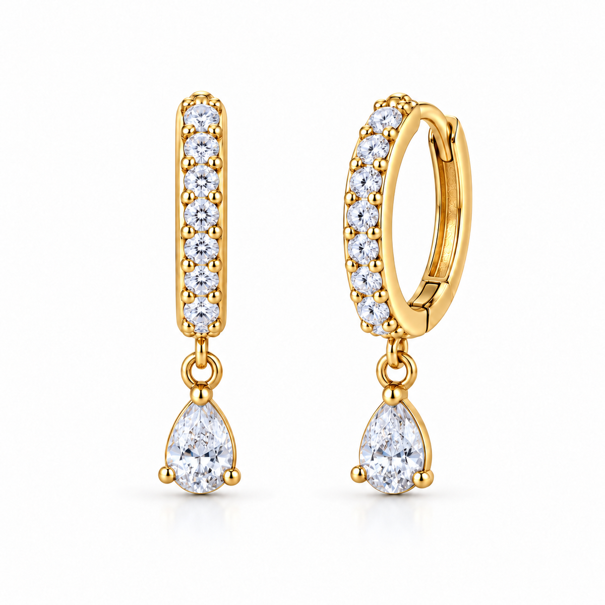 Orecchini a Cerchio con Goccia pendente in Argento 925