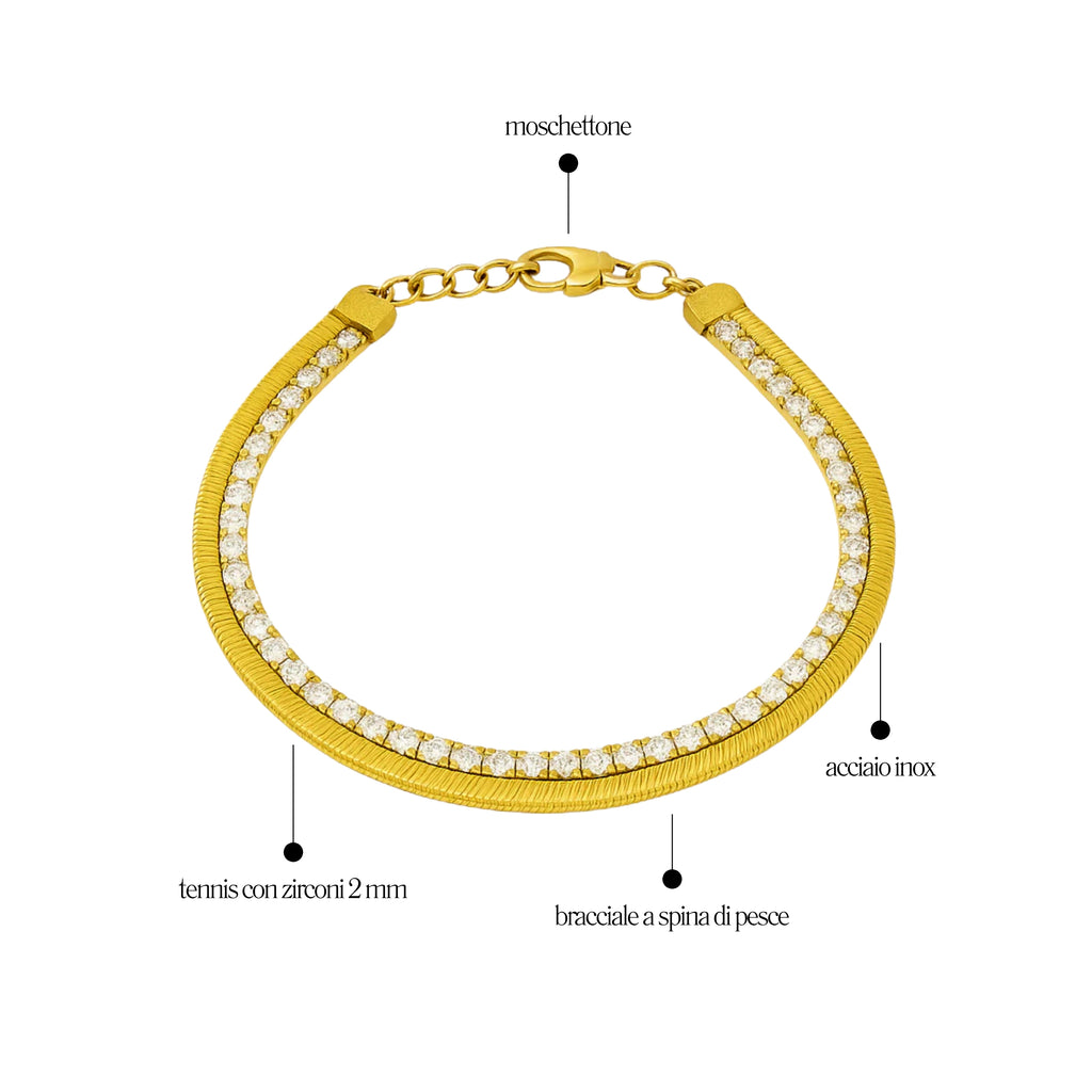 Bracciale Tennis Doppio Catena Spina di Pesce - Les folies