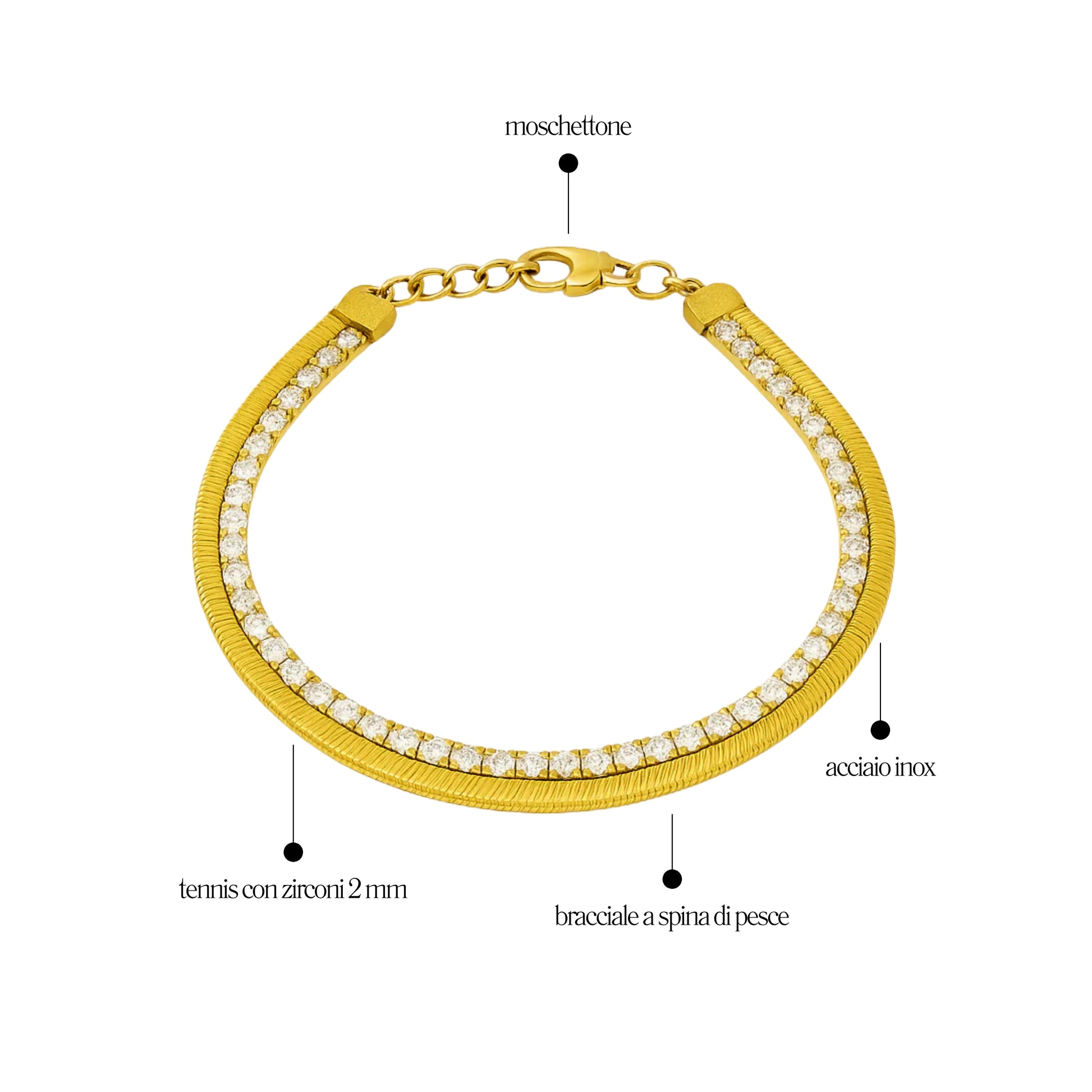 Bracciale Tennis Doppio Catena Spina di Pesce - Les folies