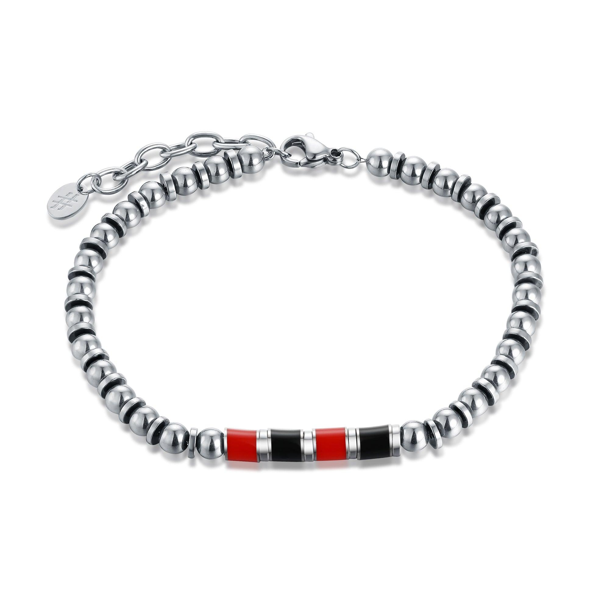 Bracciale Milan Rossonero Uomo e Bambino in acciaio inox - Brand Gioielli