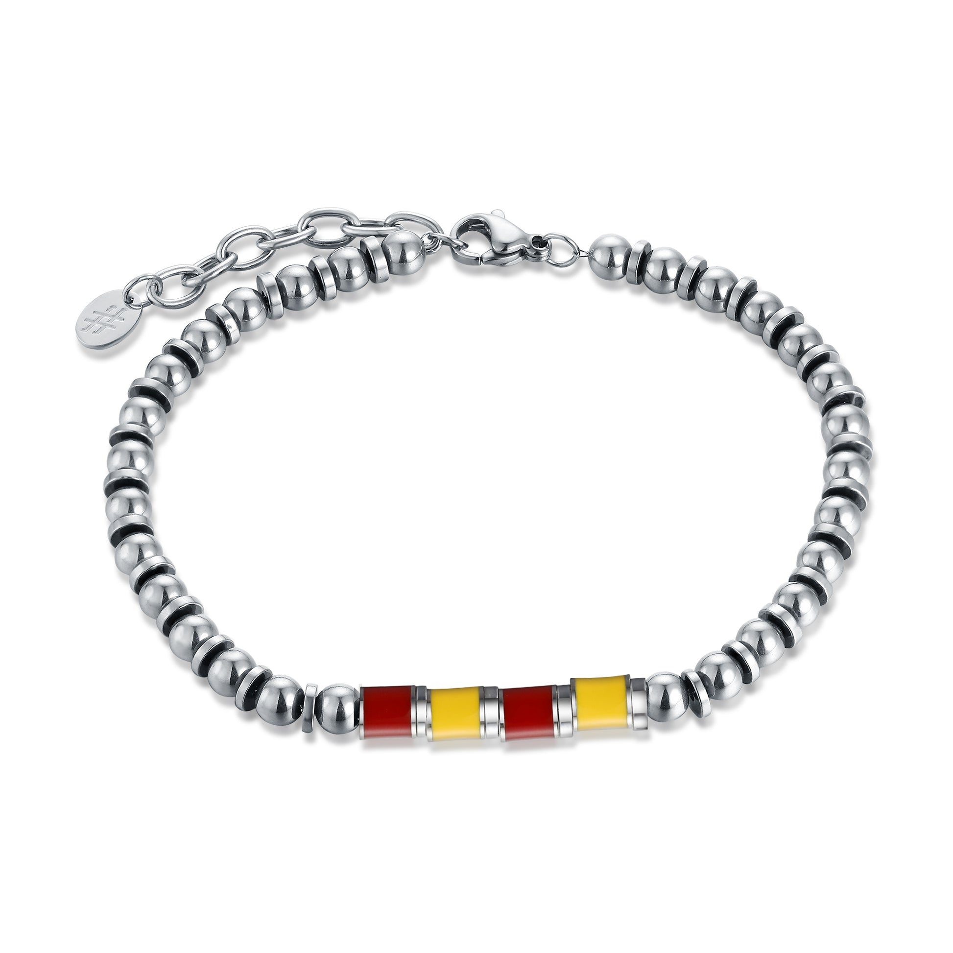 Bracciale Roma Giallo-Rosso Uomo e Bambino in acciaio inox - Brand Gioielli