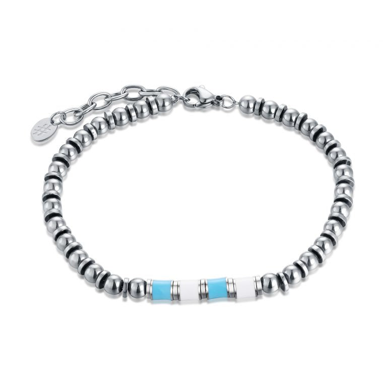 Bracciale bianco azzurro misura uomo