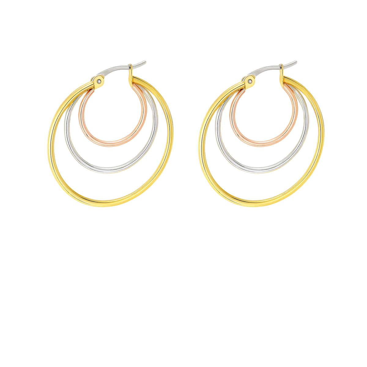 Coppia di Orecchini Cerchio Tris in Acciaio Inox - Les Folies