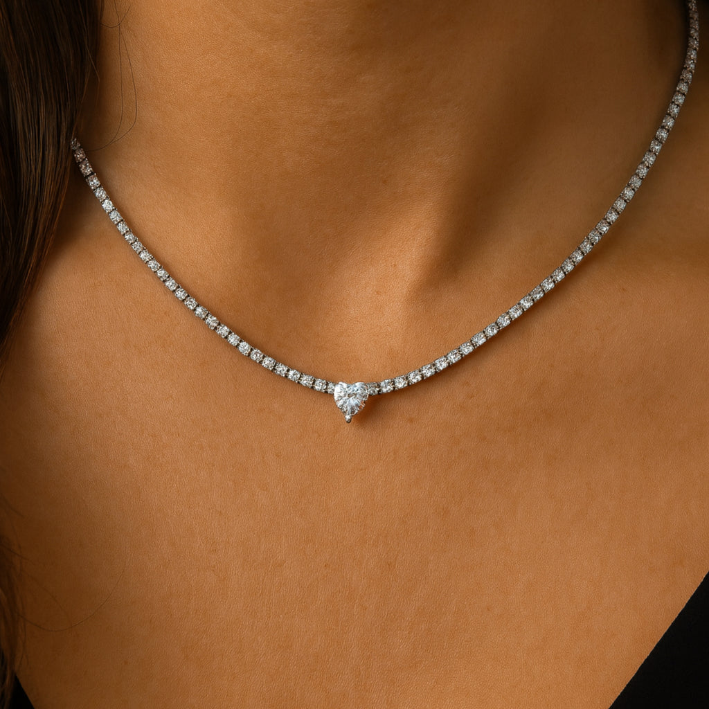 Collana Tennis Cuore in Acciaio Inox - Brand Gioielli