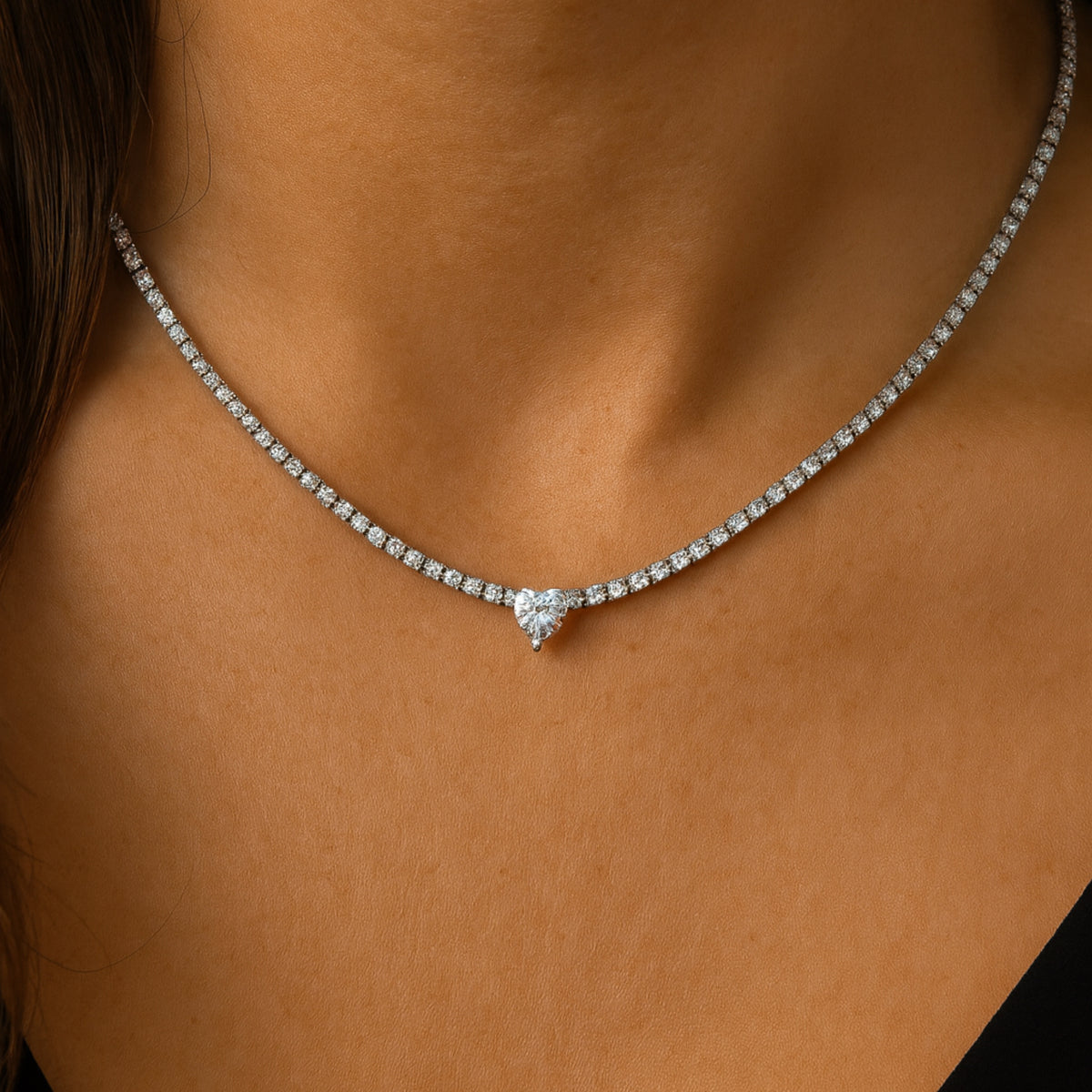 Collana Tennis Cuore in Acciaio Inox - Brand Gioielli
