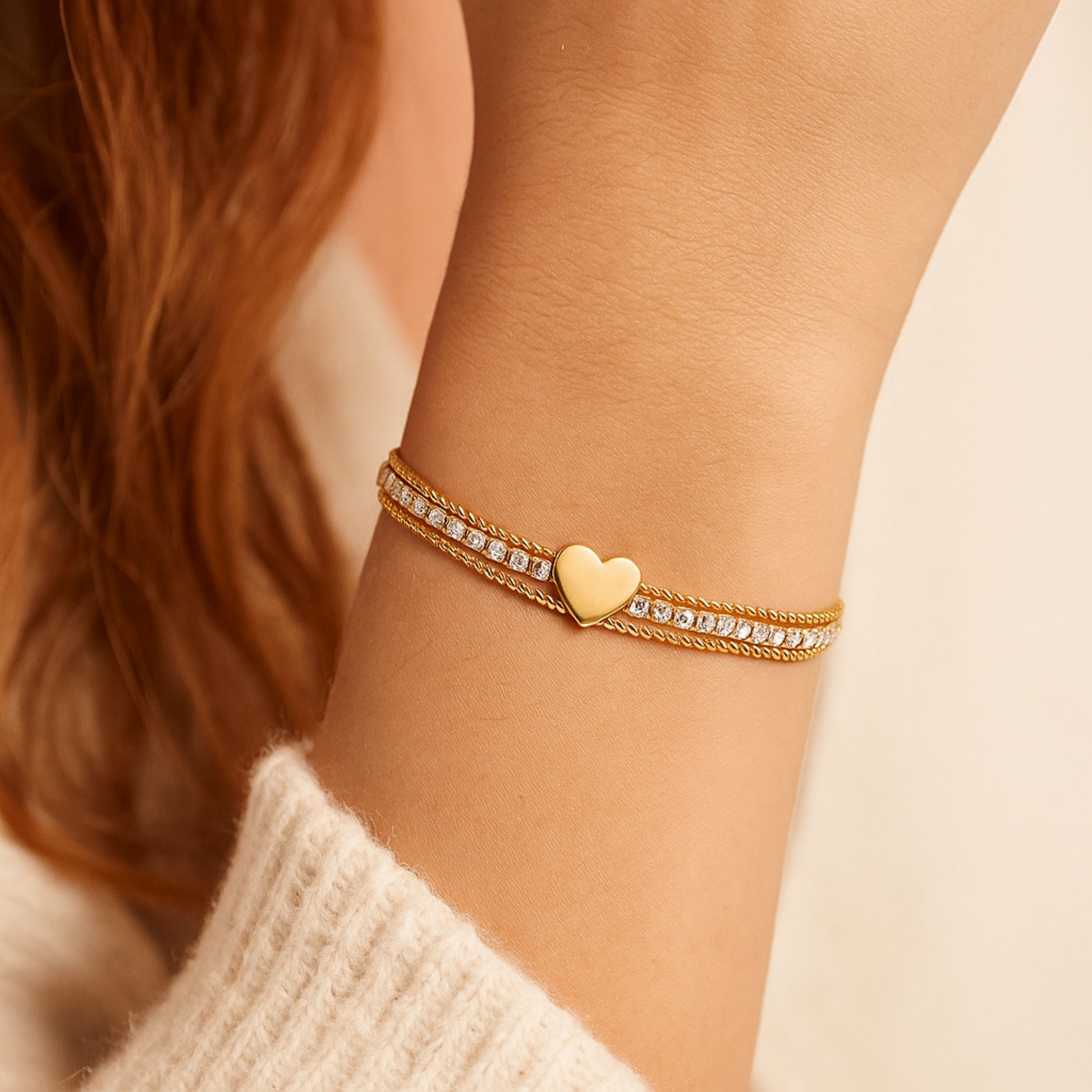 Bracciale Tennis 3 Fili Cuore - Les folies