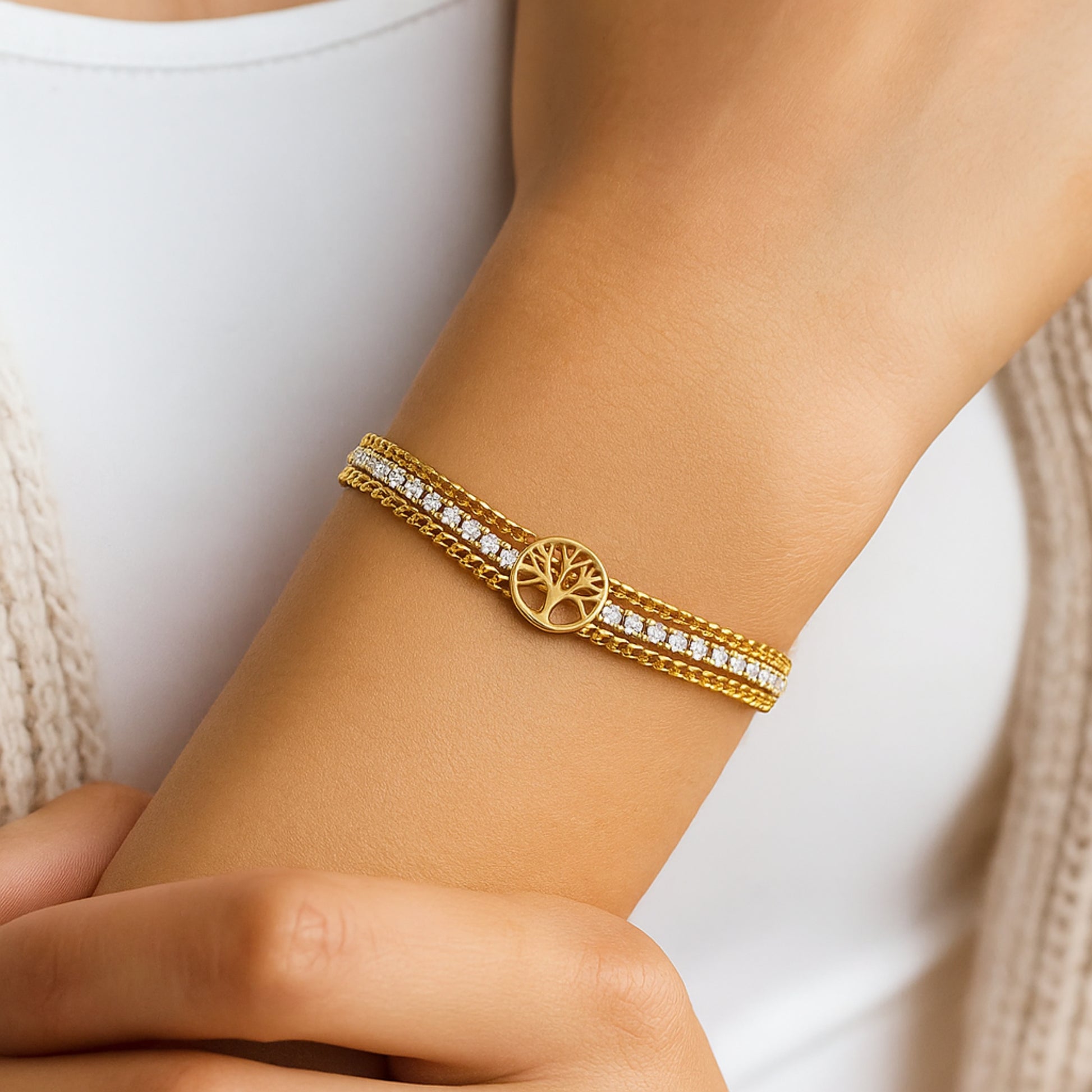 Bracciale Tennis 3 Fili Albero della Vita - Les folies