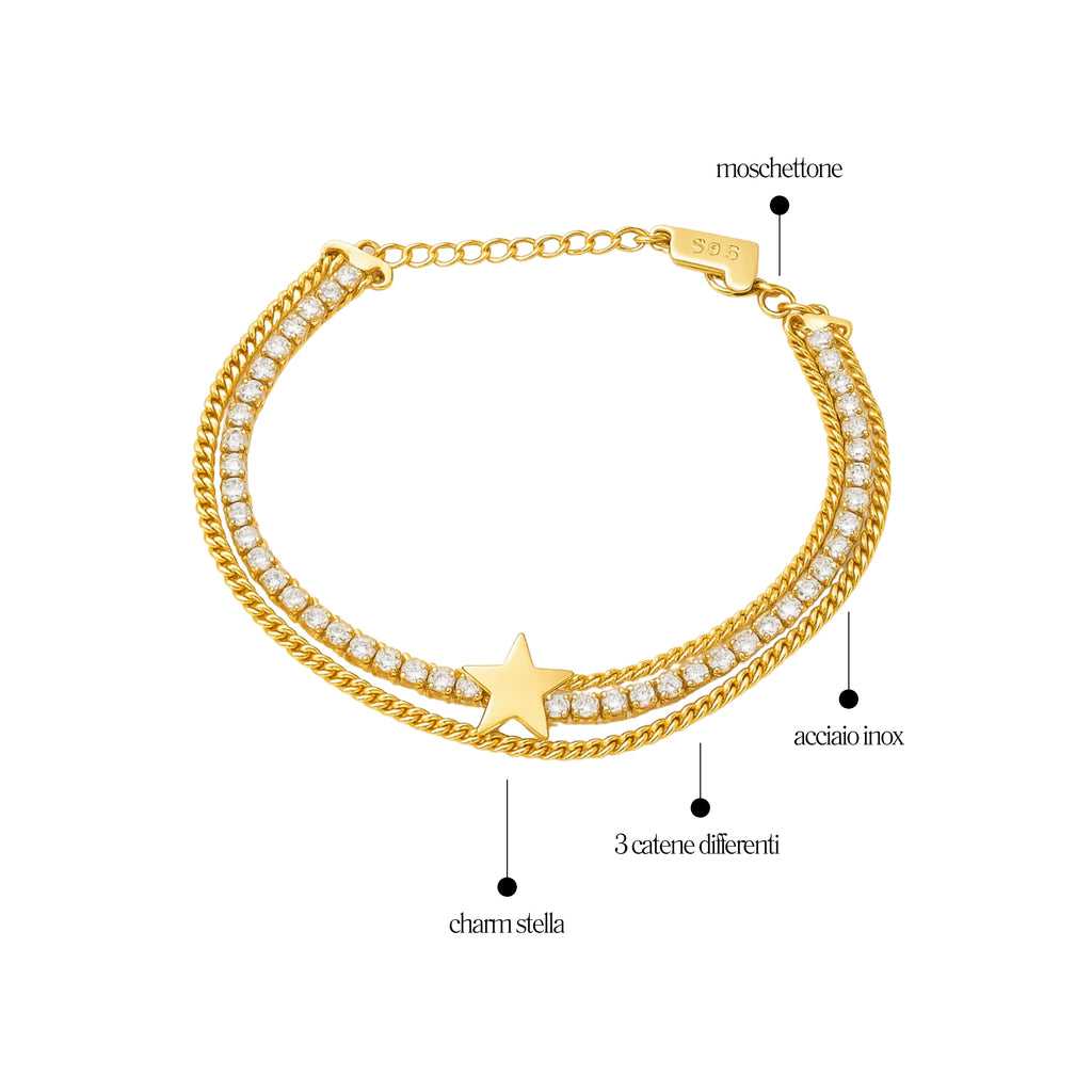 Bracciale Tennis 3 Fili Stella - Les folies