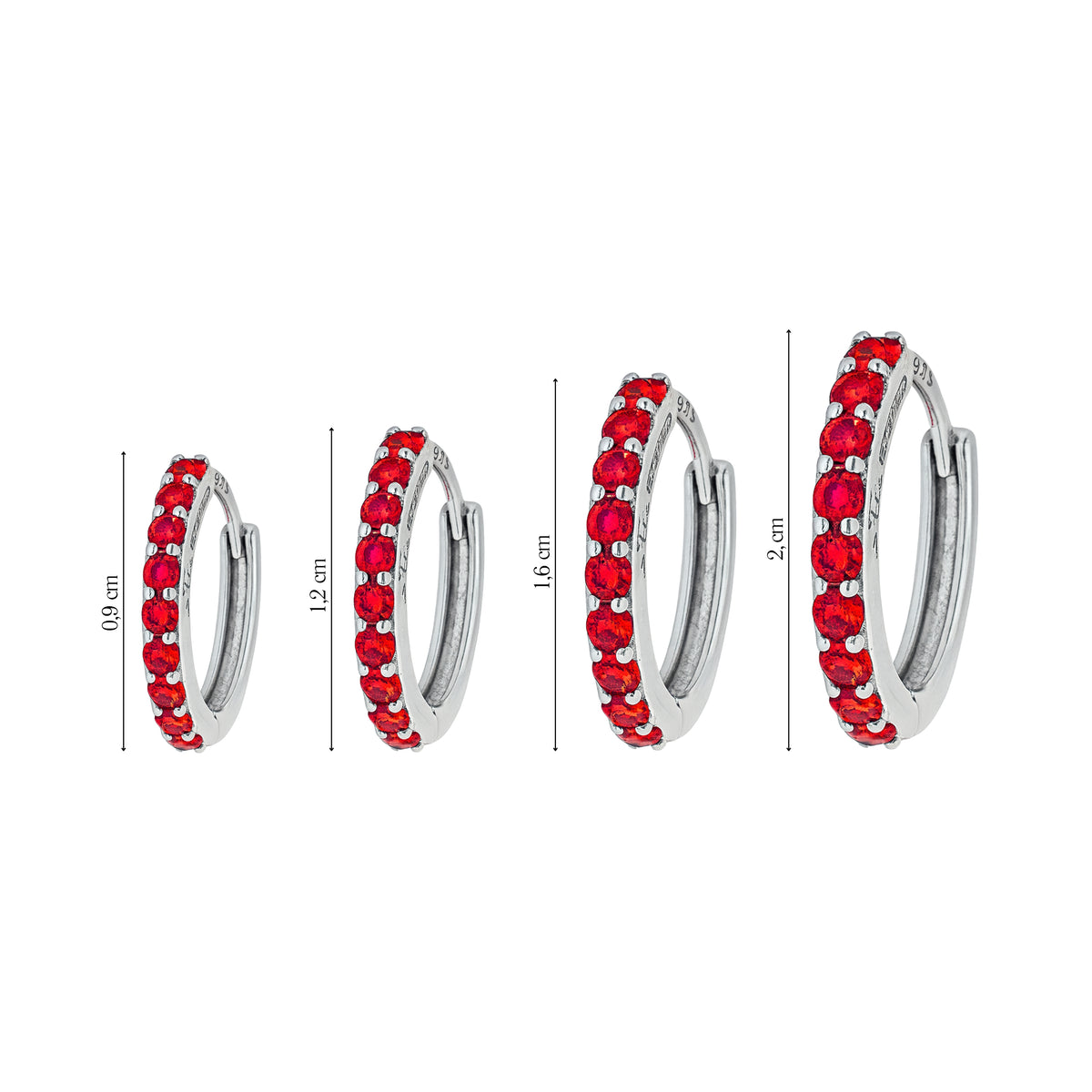 Coppia di Orecchini Rosso in Argento 925 - Les Folies