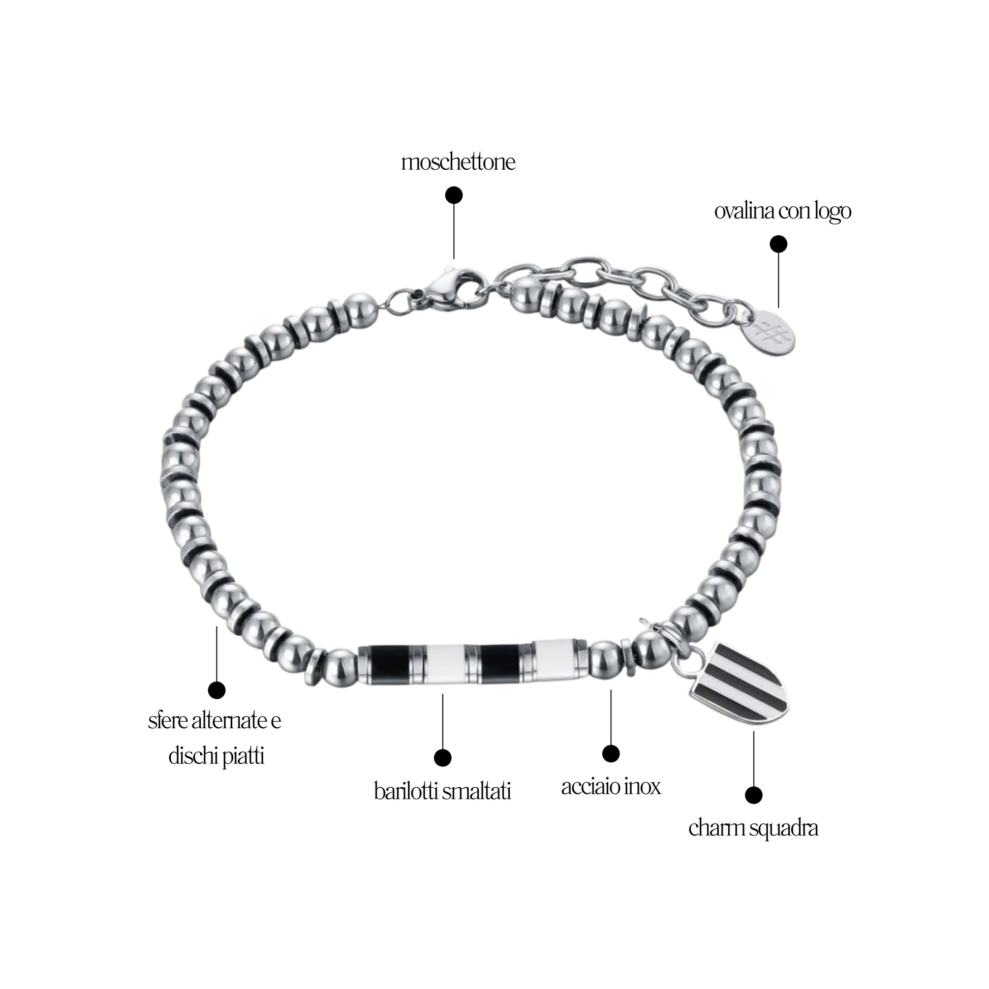 Bracciale Bianco Nero Misura Uomo - Brand Gioielli