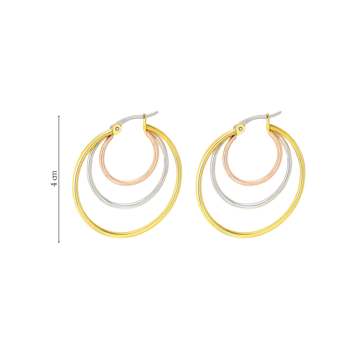 Coppia di Orecchini Cerchio Tris in Acciaio Inox - Les Folies