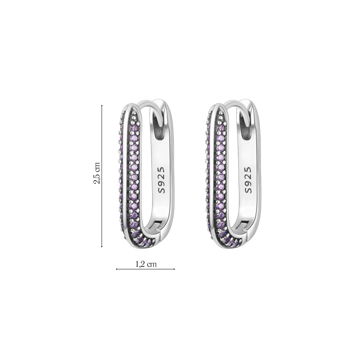 Coppia di Orecchini Rettangolari in Argento 925 - Les Folies