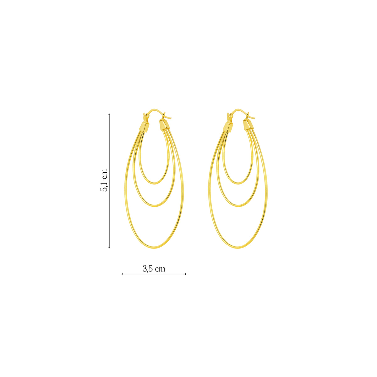 Coppia di Orecchini Cerchio Tris in Acciaio Inox - Les Folies