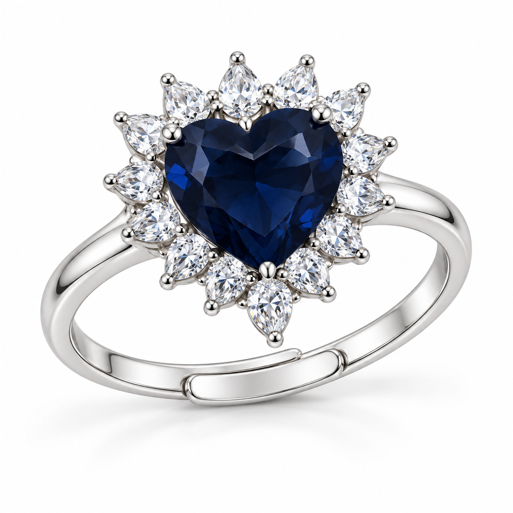 Anello Regolabile Royal con Cuore 12mm in Argento 925