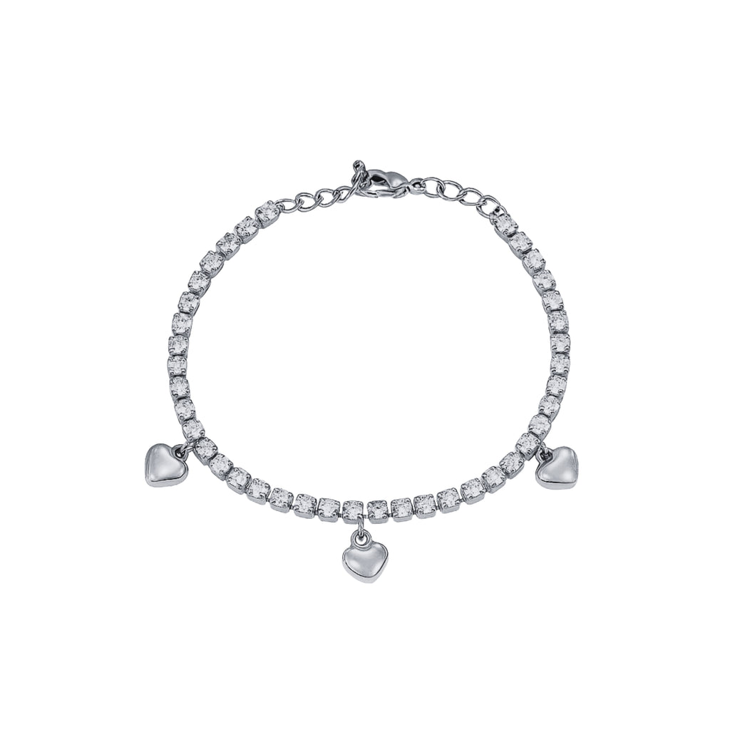 Bracciale Tennis 3mm con Cuori pendenti - Les folies