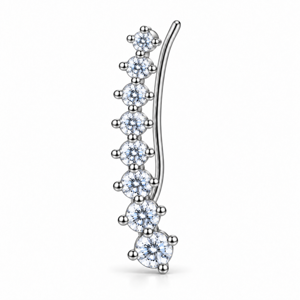 Orecchino Ear Climber mono Puntoluce in Argento 925 Rodiato