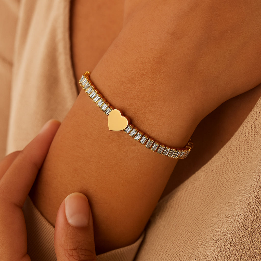 Bracciale Tennis Baguette con Cuore - Les folies